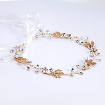 Rhinestones Dainty Gold Leafy Hair Vine Headband, Bridal Hair Vine, Delicate Headband, Hair accessories.
